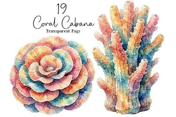 Download Coral Cabana Watercolor Clipart Set - Premium Resources