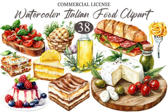 Download Watercolor Italian Food Clipart - Italian Collection