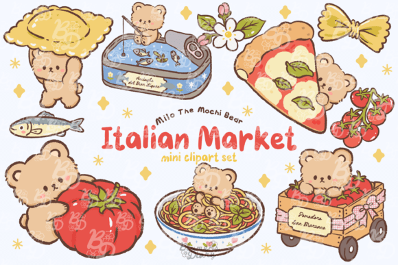 Download Kawaii Bear Italian Market Clipart - Italian Collection