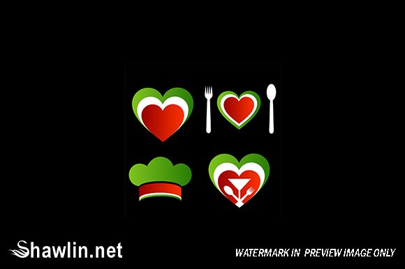Download Italian Cuisine Symbols on Black - Italian Collection